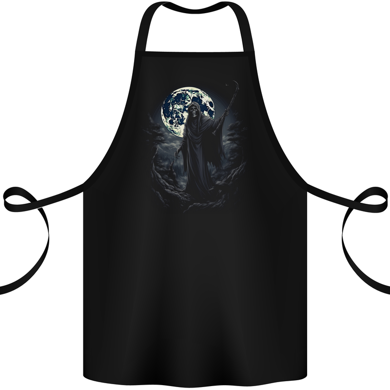 Mystical Grim Reaper Skull Cotton Apron 100% Organic Black