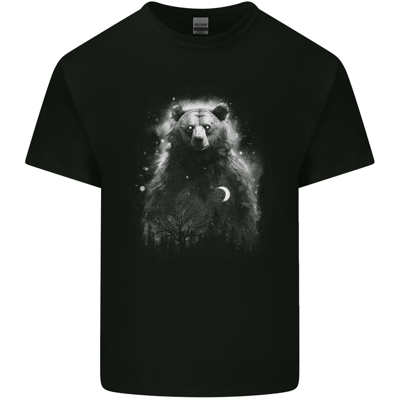 Mystical Grizzly Bear Mens Cotton T-Shirt Tee Top Black