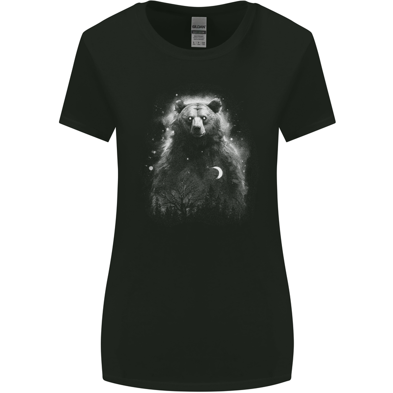 Mystical Grizzly Bear Womens Wider Cut T-Shirt Black