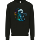 Mystical Horses Equestrian Mens Sweatshirt Jumper Black