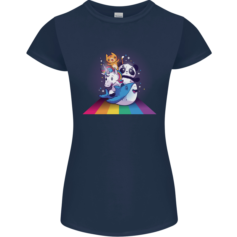 Mystical Panda Bear Unicorn Cat and Shark Womens Petite Cut T-Shirt