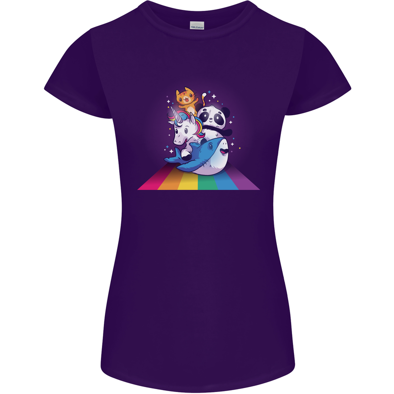 Mystical Panda Bear Unicorn Cat and Shark Womens Petite Cut T-Shirt