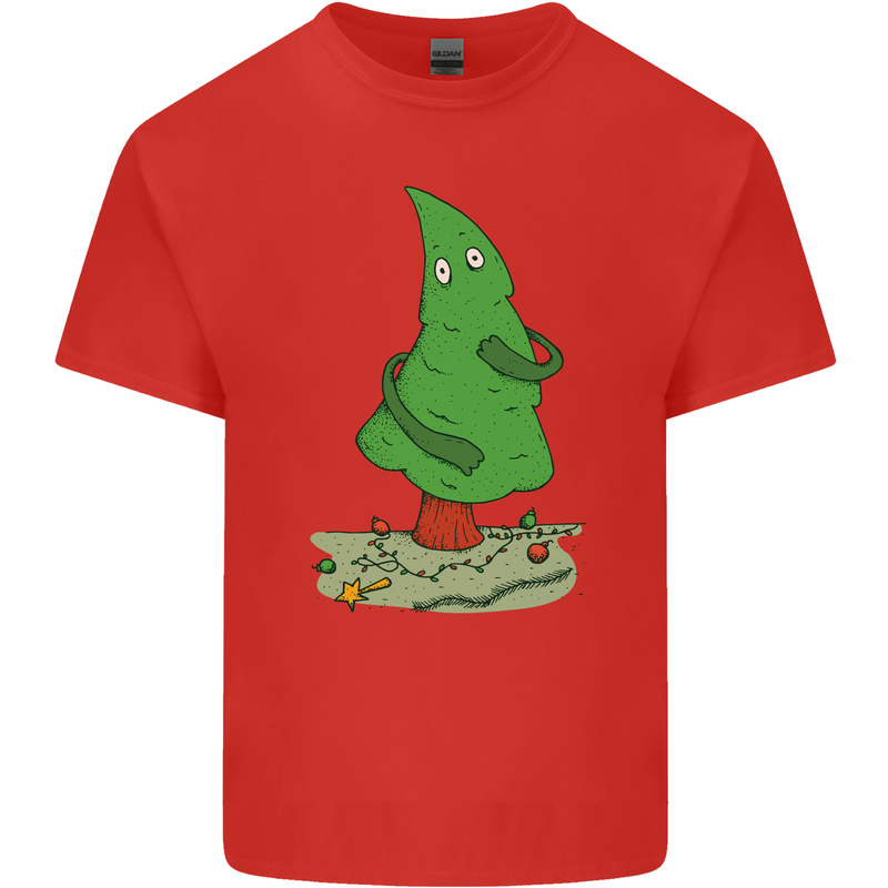 Naked Christmas Tree Funny Rude Xmas Naturist Kids T-Shirt Childrens Red