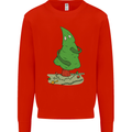 Naked Christmas Tree Funny Rude Xmas Naturist Mens Sweatshirt Jumper Bright Red
