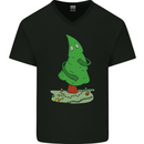 Naked Christmas Tree Funny Rude Xmas Naturist Mens V-Neck Cotton T-Shirt Black
