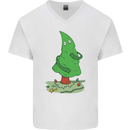 Naked Christmas Tree Funny Rude Xmas Naturist Mens V-Neck Cotton T-Shirt White