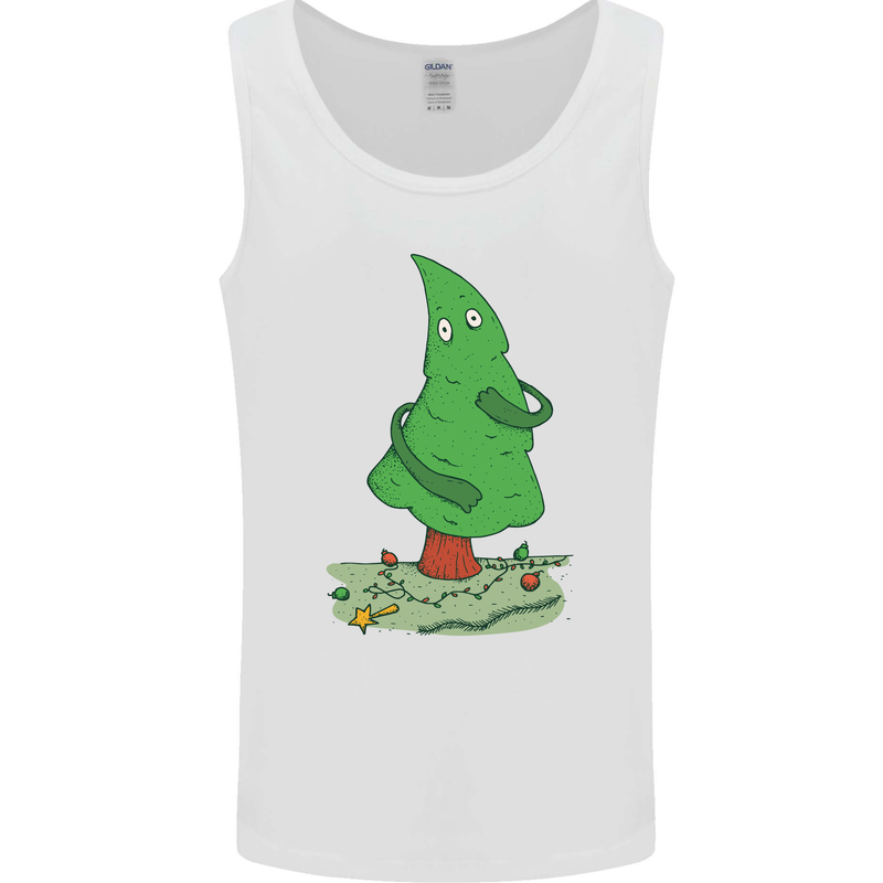 Naked Christmas Tree Funny Rude Xmas Naturist Mens Vest Tank Top White