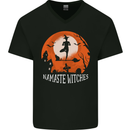 Namaste Witches Funny Halloween Yoga Mens V-Neck Cotton T-Shirt Black