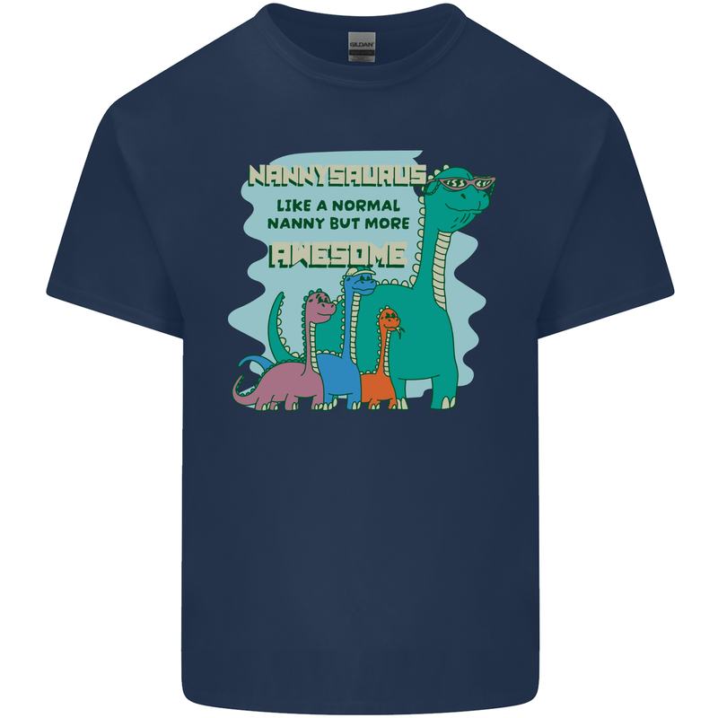 Nanny-saurus Funny Dinosaur Grandkids Mens Cotton T-Shirt Tee Top Navy Blue