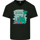 Nanny-saurus Funny Dinosaur Grandkids Mens V-Neck Cotton T-Shirt Black