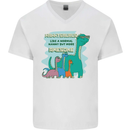 Nanny-saurus Funny Dinosaur Grandkids Mens V-Neck Cotton T-Shirt White