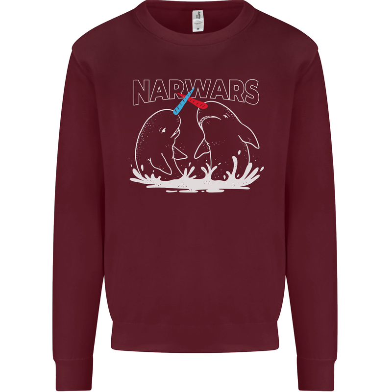 Narwars Narwhal Parody Whale Kids Sweatshirt Jumper Maroon