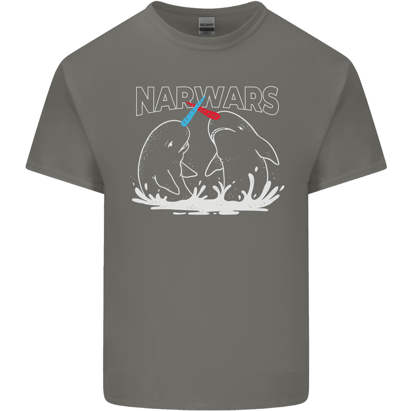 Narwars Narwhal Parody Whale Mens Cotton T-Shirt Tee Top Charcoal