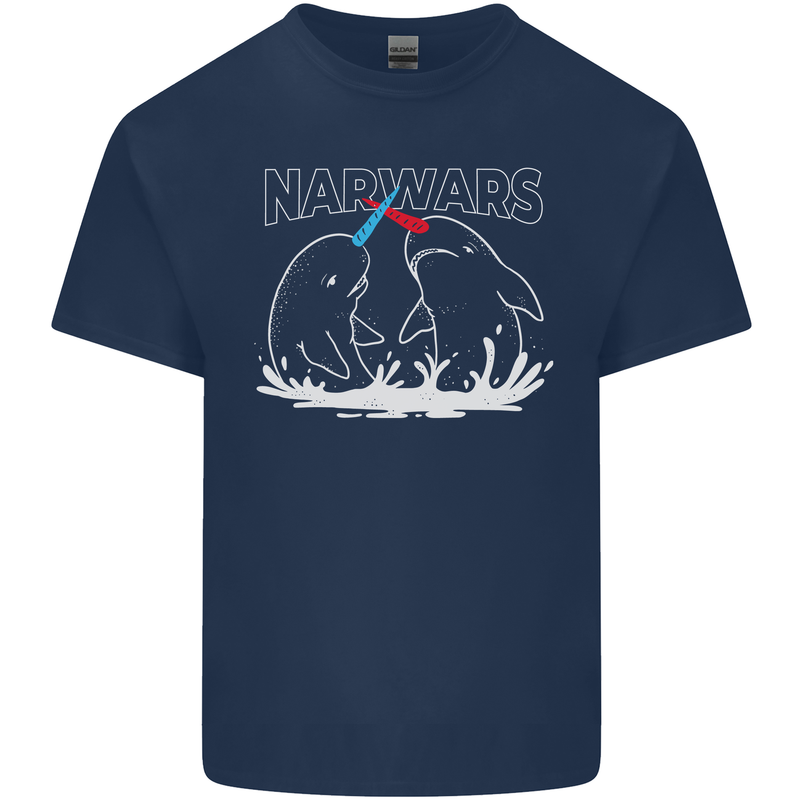 Narwars Narwhal Parody Whale Mens Cotton T-Shirt Tee Top Navy Blue