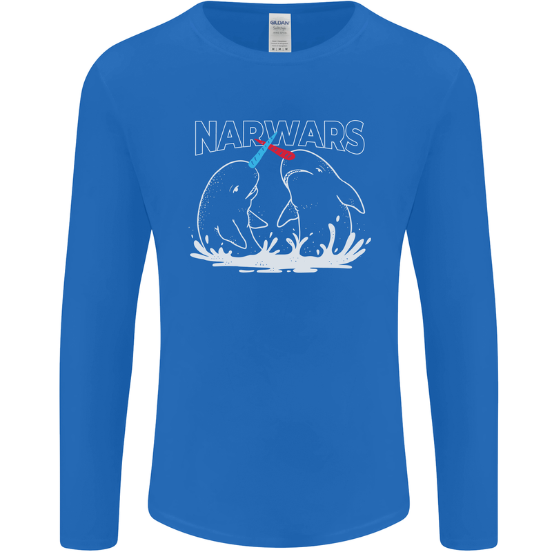 Narwars Narwhal Parody Whale Mens Long Sleeve T-Shirt Royal Blue