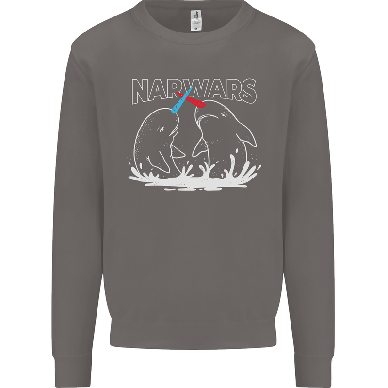 Narwars Narwhal Parody Whale Mens Sweatshirt Jumper Charcoal