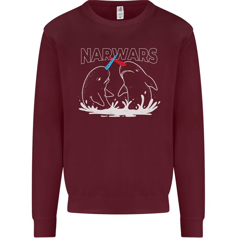 Narwars Narwhal Parody Whale Mens Sweatshirt Jumper Maroon