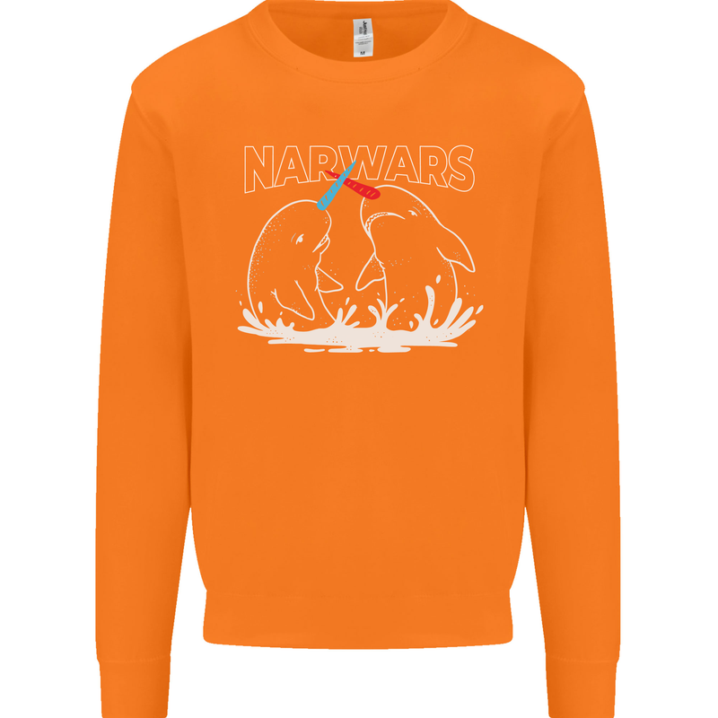 Narwars Narwhal Parody Whale Mens Sweatshirt Jumper Orange