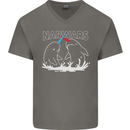 Narwars Narwhal Parody Whale Mens V-Neck Cotton T-Shirt Charcoal