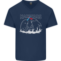 Narwars Narwhal Parody Whale Mens V-Neck Cotton T-Shirt Navy Blue