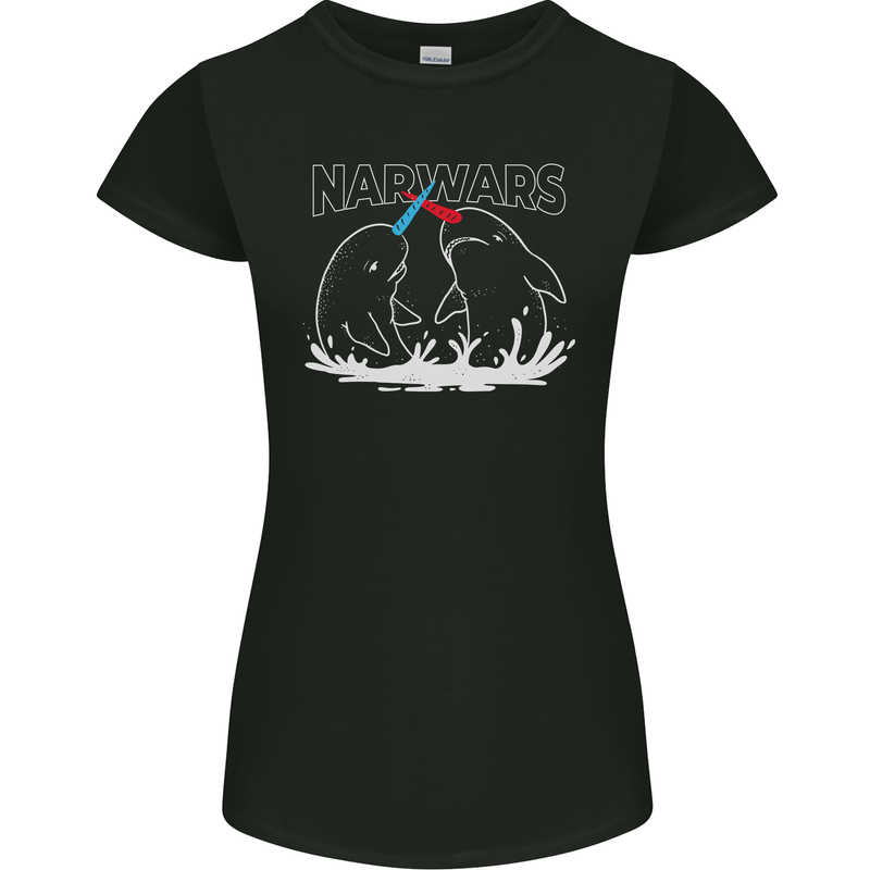 Narwars Narwhal Parody Whale Womens Petite Cut T-Shirt Black