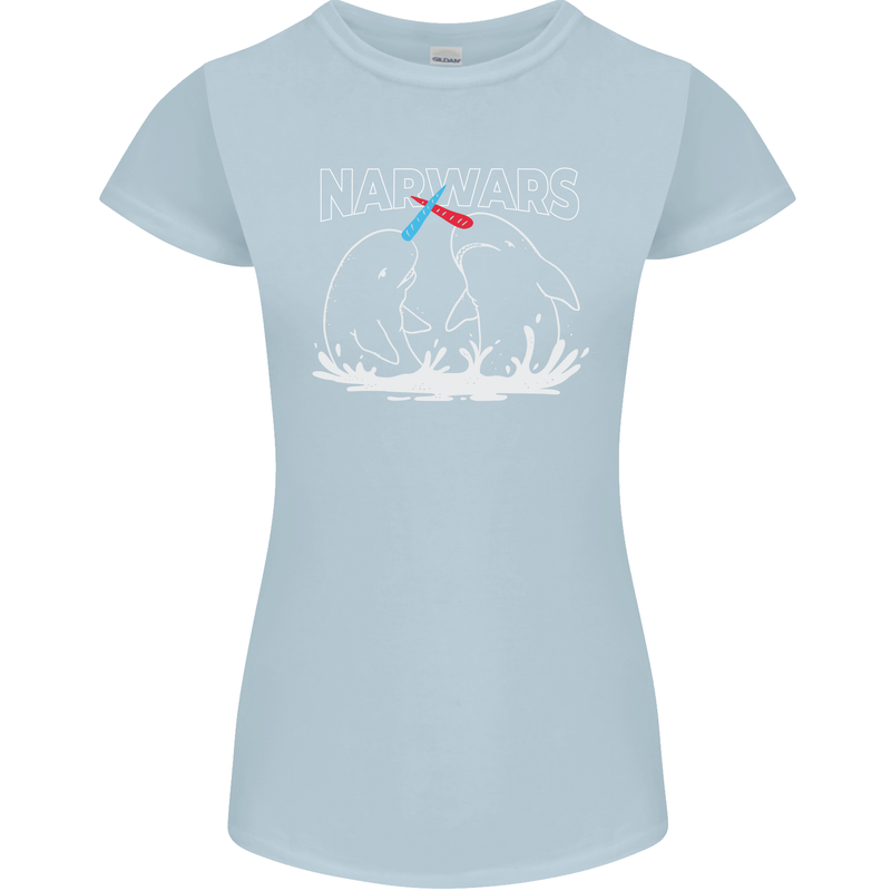 Narwars Narwhal Parody Whale Womens Petite Cut T-Shirt Light Blue