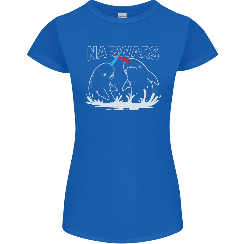 Narwars Narwhal Parody Whale Womens Petite Cut T-Shirt Royal Blue