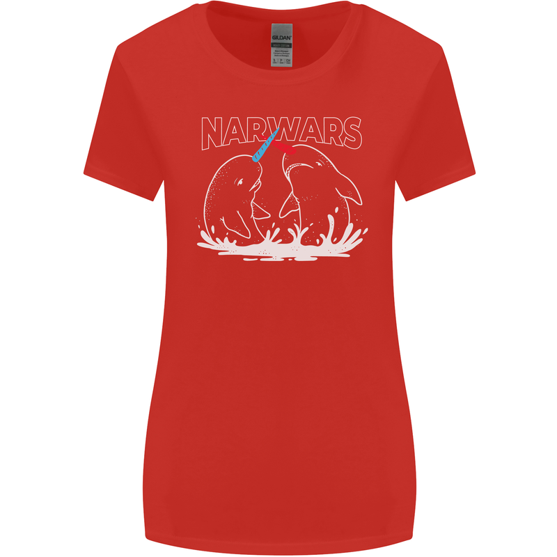 Narwars Narwhal Parody Whale Womens Wider Cut T-Shirt Red