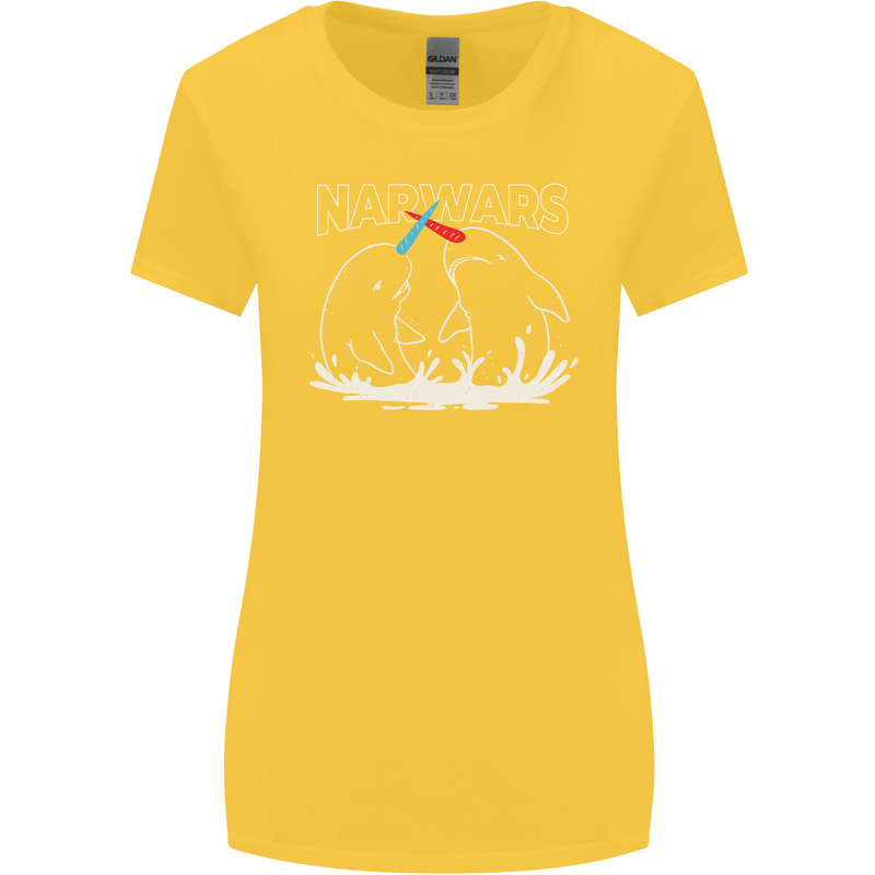 Narwars Narwhal Parody Whale Womens Wider Cut T-Shirt Yellow