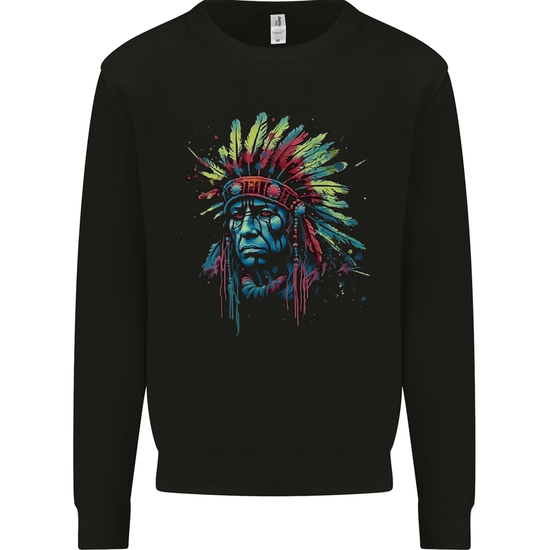 Native American Demon Indian Biker Mens Sweatshirt Jumper Black