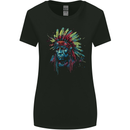 Native American Demon Indian Biker Womens Wider Cut T-Shirt Black