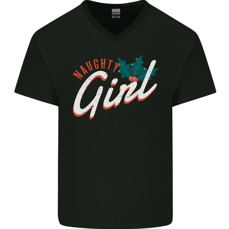 Naughty Girl Funny Christmas Xmas Mens V-Neck Cotton T-Shirt Black