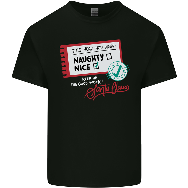 Naughty Nice Funny Christmas Santa Claus Kids T-Shirt Childrens Black