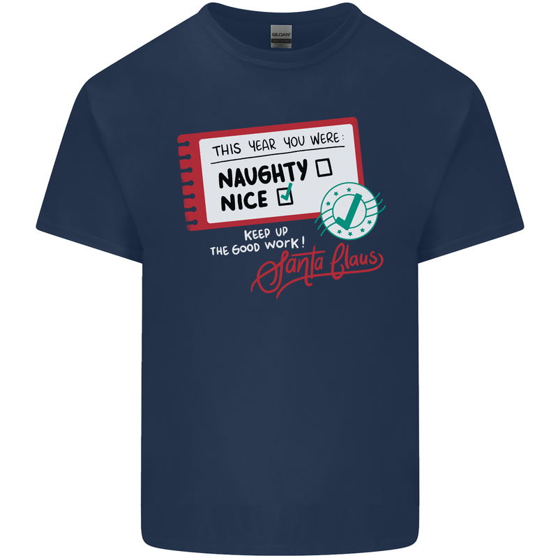 Naughty Nice Funny Christmas Santa Claus Kids T-Shirt Childrens Navy Blue
