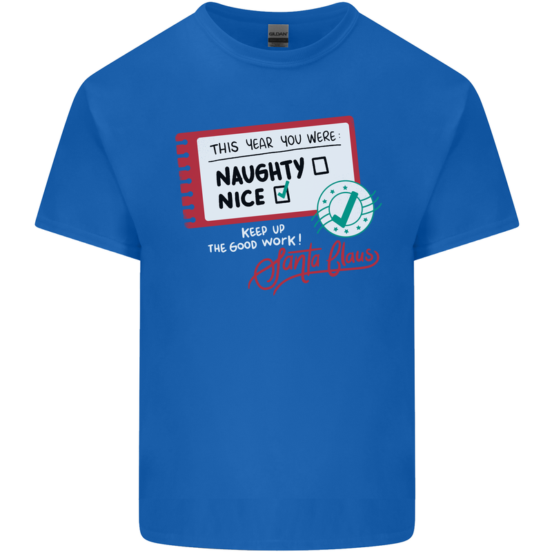 Naughty Nice Funny Christmas Santa Claus Kids T-Shirt Childrens Royal Blue