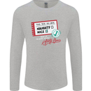 Naughty Nice Funny Christmas Santa Claus Mens Long Sleeve T-Shirt Sports Grey
