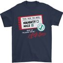 Naughty Nice Funny Christmas Santa Claus Mens T-Shirt 100% Cotton Navy Blue