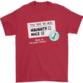 Naughty Nice Funny Christmas Santa Claus Mens T-Shirt 100% Cotton Red