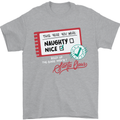 Naughty Nice Funny Christmas Santa Claus Mens T-Shirt 100% Cotton Sports Grey
