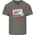 Naughty Nice Funny Christmas Santa Claus Mens V-Neck Cotton T-Shirt Charcoal