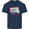 Naughty Nice Funny Christmas Santa Claus Mens V-Neck Cotton T-Shirt Navy Blue