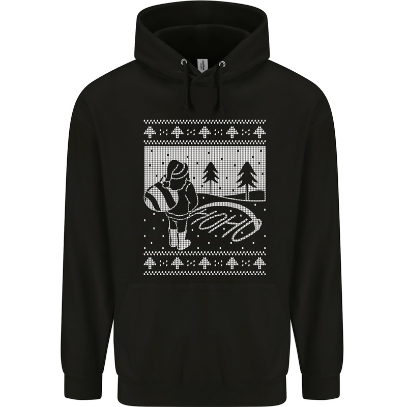 Naughty Santa Peeing in the Snow Christmas Childrens Kids Hoodie Black