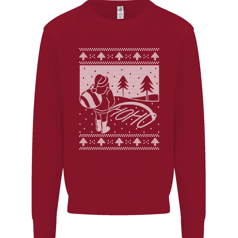 Naughty Santa Peeing in the Snow Christmas Kids Sweatshirt Jumper Red