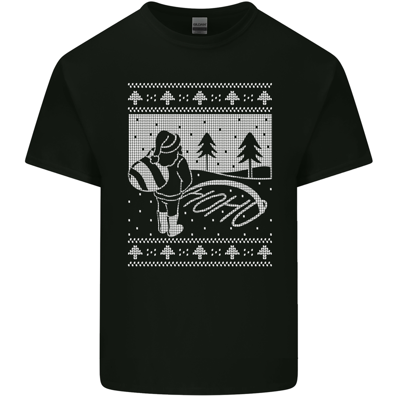 Naughty Santa Peeing in the Snow Christmas Kids T-Shirt Childrens Black