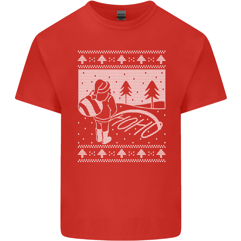 Naughty Santa Peeing in the Snow Christmas Kids T-Shirt Childrens Red