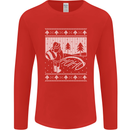 Naughty Santa Peeing in the Snow Christmas Mens Long Sleeve T-Shirt Red