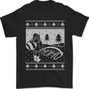 Naughty Santa Peeing in the Snow Christmas Mens T-Shirt 100% Cotton Black