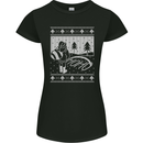 Naughty Santa Peeing in the Snow Christmas Womens Petite Cut T-Shirt Black