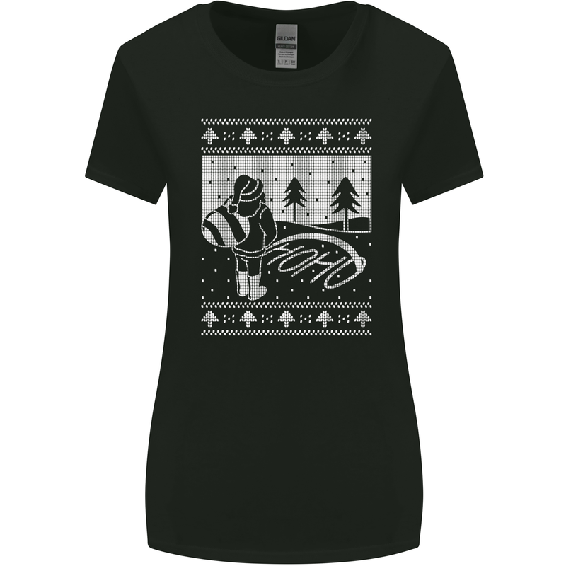 Naughty Santa Peeing in the Snow Christmas Womens Wider Cut T-Shirt Black