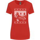Naughty Santa Peeing in the Snow Christmas Womens Wider Cut T-Shirt Red